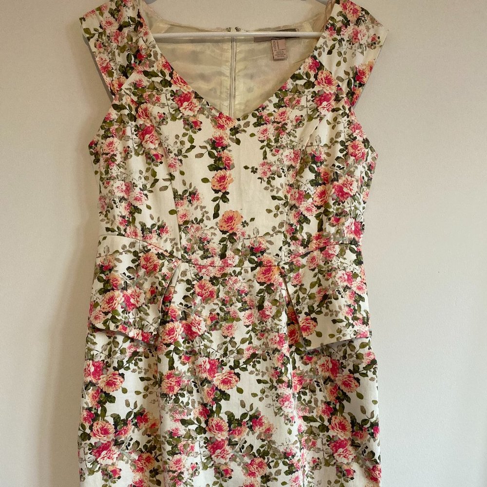 Medium Floral Fitted Peplum Pencil Dress